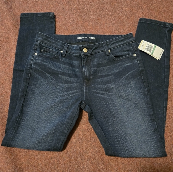 New Michael Kors Midnight Wash Straigh Leg Jean In Size 8 (29in Inseam) - Picture 1 of 9